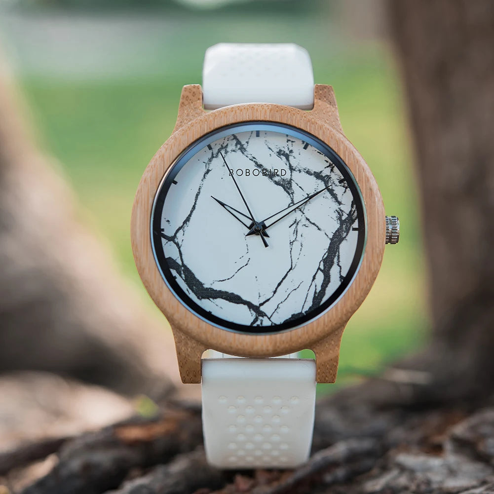 Wood Watch for Men Women Japan Analog Quartz Wristwatches 44Mm Causal Green Leather Watches Custom Birthday Gift
