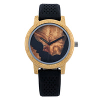 Wood Watch for Men Women Japan Analog Quartz Wristwatches 44Mm Causal Green Leather Watches Custom Birthday Gift
