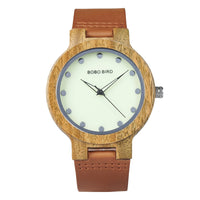Wood Watch for Men Women Japan Analog Quartz Wristwatches 44Mm Causal Green Leather Watches Custom Birthday Gift