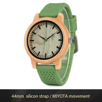 Wood Watch for Men Women Japan Analog Quartz Wristwatches 44Mm Causal Green Leather Watches Custom Birthday Gift