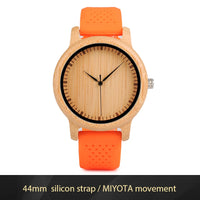 Wood Watch for Men Women Japan Analog Quartz Wristwatches 44Mm Causal Green Leather Watches Custom Birthday Gift