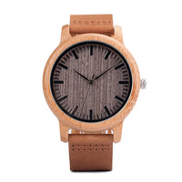 Wood Watch for Men Women Japan Analog Quartz Wristwatches 44Mm Causal Green Leather Watches Custom Birthday Gift