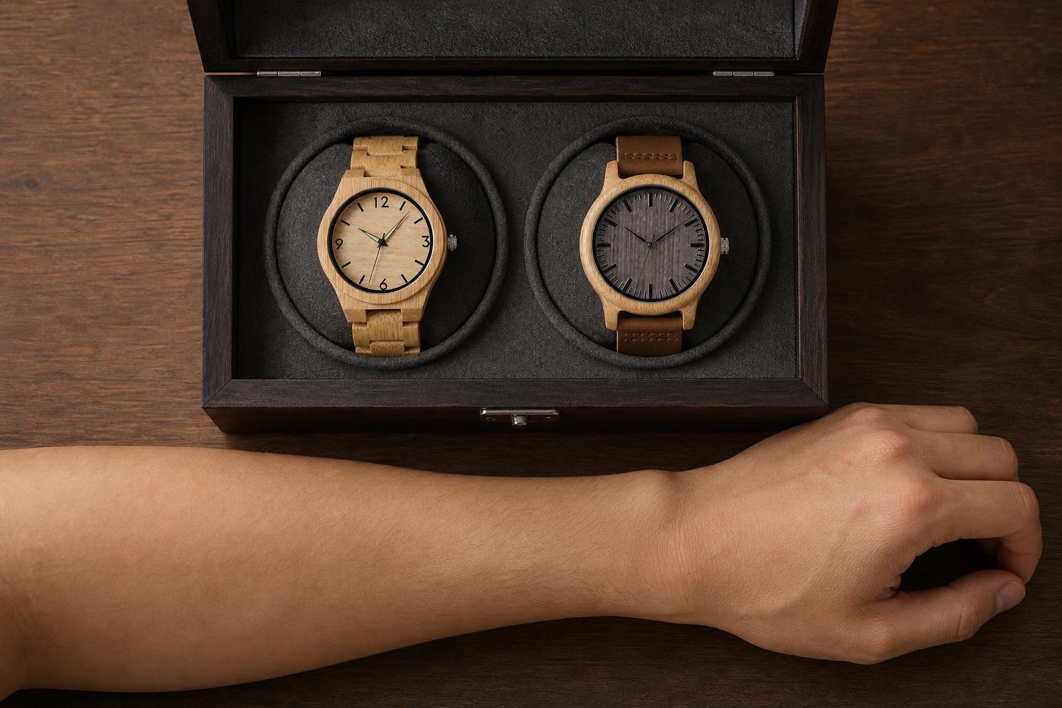 Vitrina abierta con los dos relojes CZASO